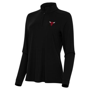 Antigua Chicago Exceptional Bulls Women's Black Intent Quarter Zip Top Retailers
