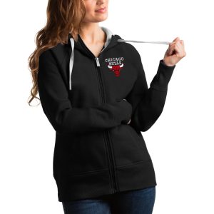 Antigua Chicago Bulls Women's Black Logo Glamorous Victory Full Zip Hoodie Celebrate your team! Order this commemorative jersey.