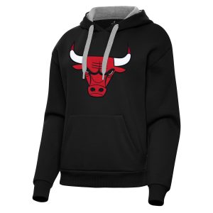 Antigua Chicago Superior Bulls Women's Black Victory Pullover Hoodie Sports fans
