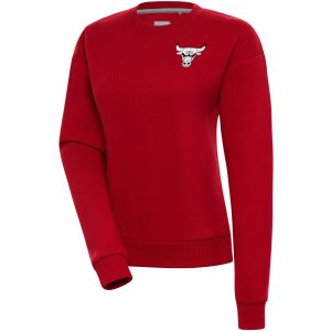 Antigua Chicago Bulls Women's Red Brushed Metallic Victory Pullover Stylish Sweatshirt Collectors