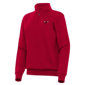 Antigua Chicago Bulls Women's Red Victory Quarter Zip Fabulous Sweatshirt Best - selling! Order this popular jersey before it's out of stock.