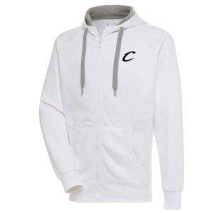 Antigua Cleveland Cavaliers White Metallic Logo Victory Phenomenal Raglan Full Zip Hoodie Exclusive design! Own a jersey like no other.