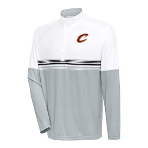 Antigua Cleveland Cavaliers White/Black Bender Quarter Top - notch Zip Pullover Top Gift idea! Surprise a sports fan with this amazing jersey.