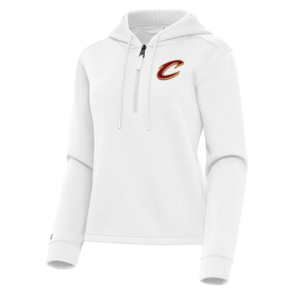 Antigua Cleveland Dashing Cavaliers Women's White Contemporary Quarter Zip Hoodie Show your dedication! Own this special jersey for your team.