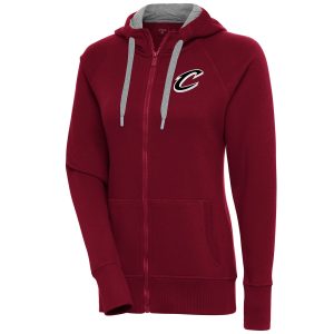 Antigua Cleveland Cavaliers Women's Wine Brushed Metallic Victory Full Zip Elegant Hoodie Be the first! Order this trendy jersey ahead of the crowd.