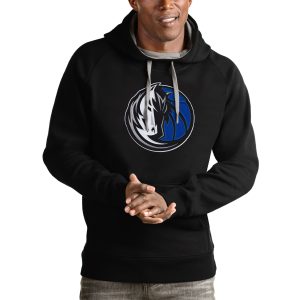 Antigua Stunning Dallas Mavericks Black Logo Victory Pullover Hoodie Show your dedication! Own this special jersey for your team.