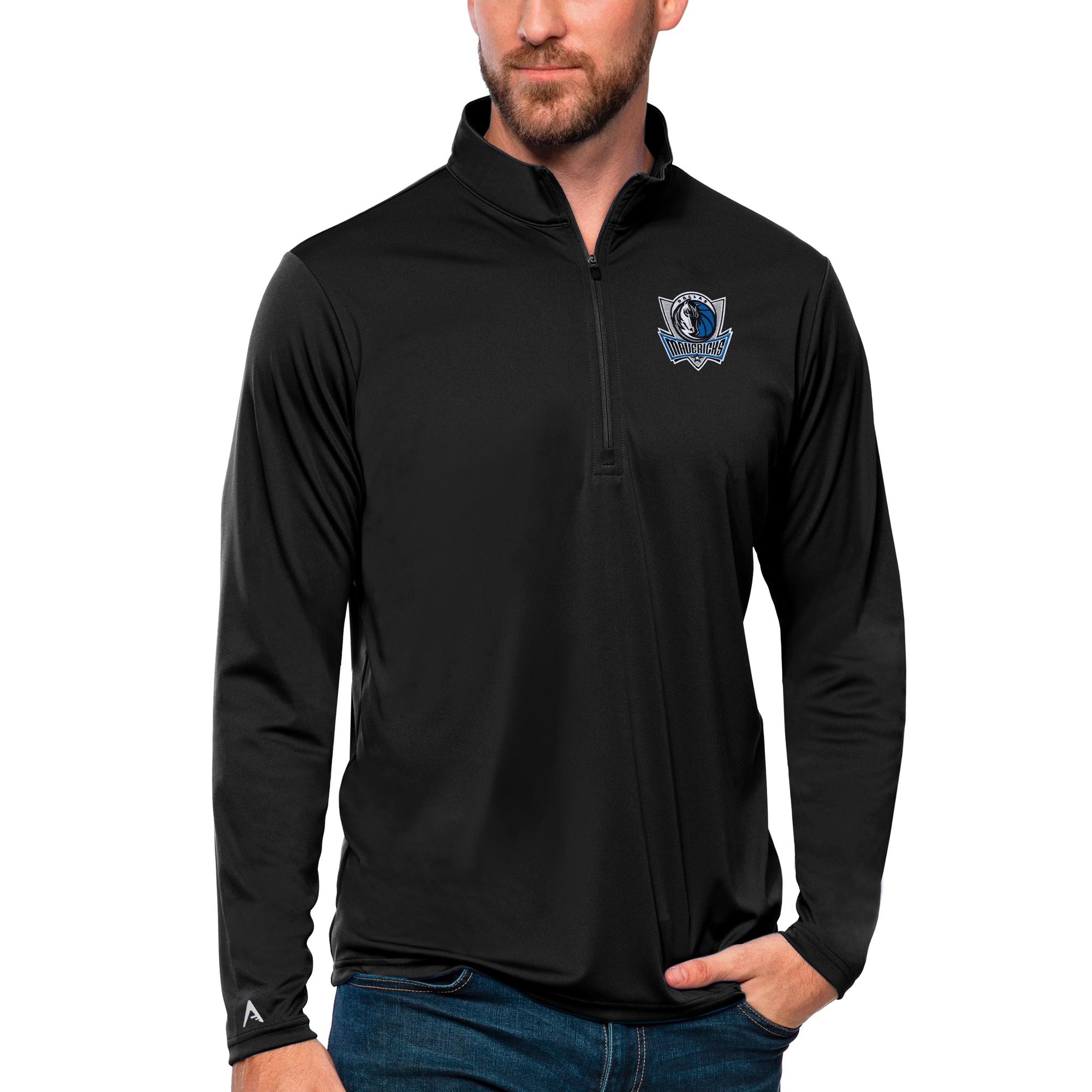 Antigua Dallas Mavericks Captivating Black Tribute Quarter Zip Pullover Top Authentic look! Wear this genuine jersey.