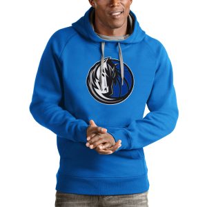 Antigua Dallas Mavericks Blue Logo Victory Pullover Remarkable Hoodie Collector's item! A rare addition to any collection.
