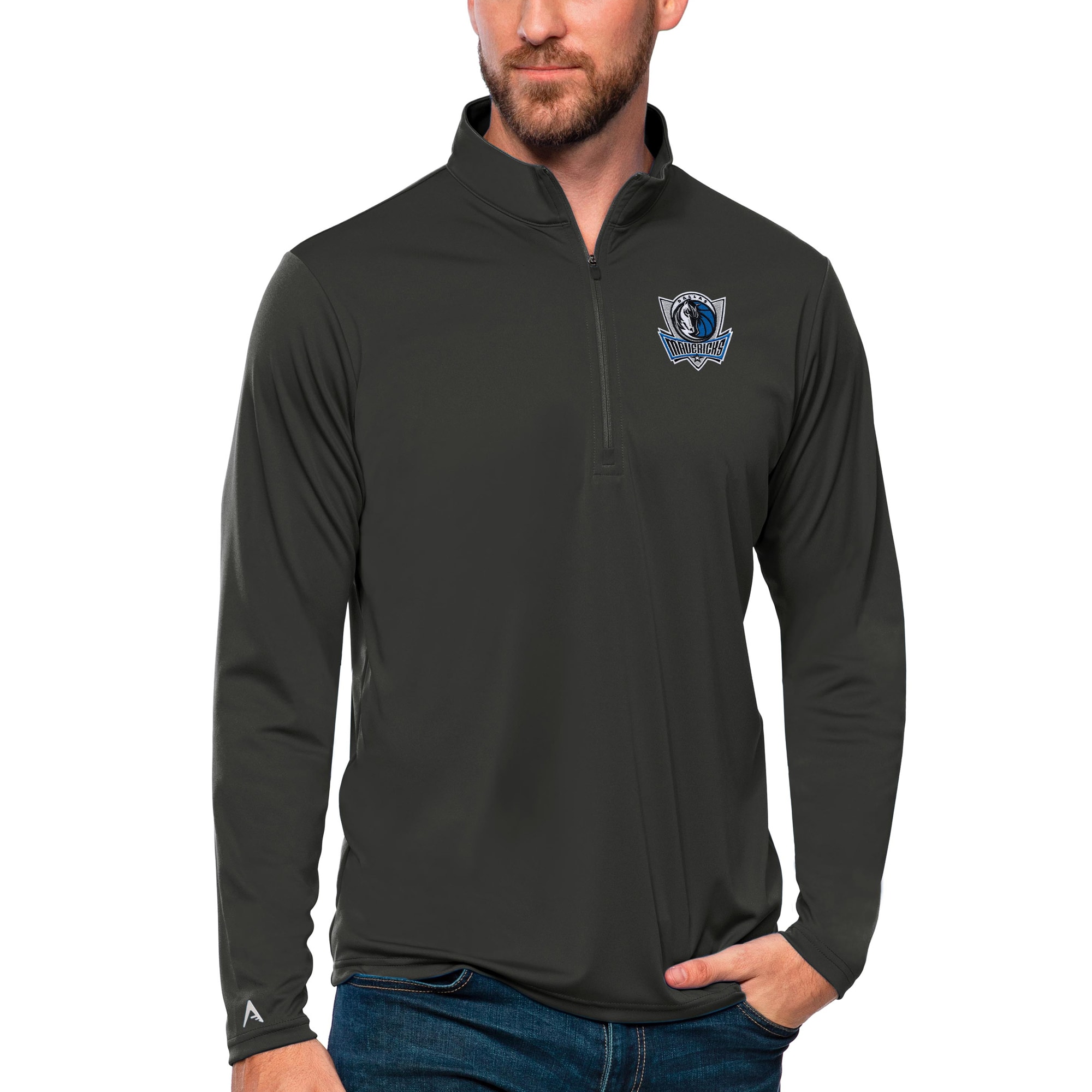 Antigua Dallas Luxurious Mavericks Charcoal Tribute Quarter Zip Pullover Top Join the elite! Get this exclusive jersey.