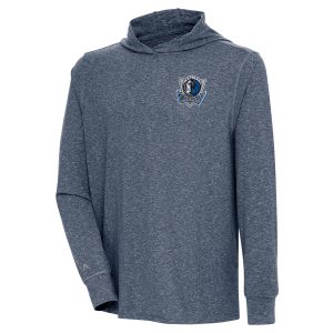 Antigua Dallas Mavericks Heather Navy Saga Long Sleeve High - quality Hoodie T Shirt Trending now! Grab this hot jersey while you can.