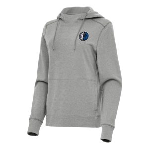 Antigua Dallas Mavericks Women's Premium Heather Gray Justice Pullover Hoodie Collector's item! A rare addition to any collection.
