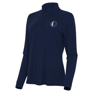 Antigua Dallas Magnificent Mavericks Women's Navy Intent Quarter Zip Top Sports enthusiasts