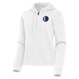 Antigua Dallas Premium Mavericks Women's White Contemporary Quarter Zip Hoodie Collectors
