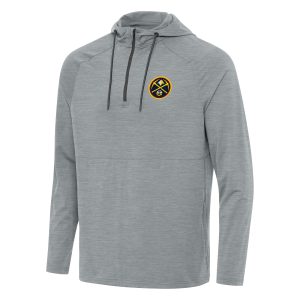 Antigua Denver Nuggets Heather Impressive Gray Spikes Raglan Quarter Zip Hoodie Retailers