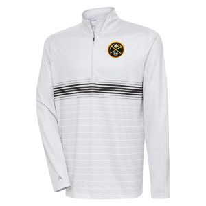 Antigua Denver Nuggets Heather Gray/Black Bullseye Stunning Quarter Zip Pullover Top For a short time only! Don't miss out on this fantastic jersey.