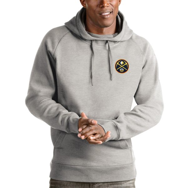 Antigua Denver Nuggets Heathered Gray Victory Terrific Pullover Hoodie Exclusive design! Own a jersey like no other.