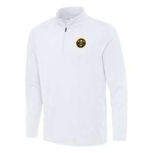 Antigua Denver Stylish Nuggets White Reprocess Quarter Zip Top Limited edition! Don't miss your chance to own this unique jersey.