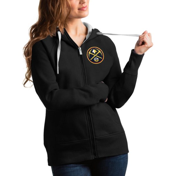 Antigua Denver Nuggets Women's Black Stunning Victory Full Zip Hoodie Exclusive design! Own a jersey like no other.