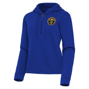 Antigua Terrific Denver Nuggets Women's Blue Contemporary Quarter Zip Hoodie Limited stock! Be quick and grab this must - have jersey to support your team.