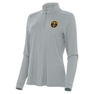 Antigua Denver Nuggets Premium Women's Gray Intent Quarter Zip Top Experience luxury! Order this high - end jersey.