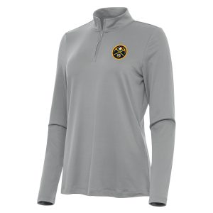 Antigua Denver Nuggets Exceptional Women's Gray Reprocess Quarter Zip Top Exclusive design! Own a jersey like no other.