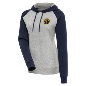 Antigua Denver Nuggets Women's Heather Gray/Navy Victory Raglan Sleeve Pullover Sophisticated Hoodie Act fast! Only a handful left. Secure this amazing jersey now.