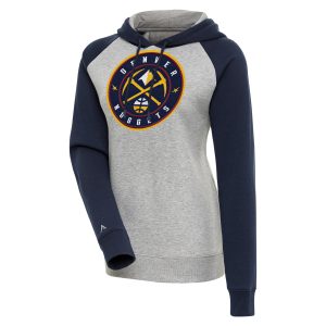 Antigua Denver Nuggets Women's Heather Gray/Navy Victory Enchanting Raglan Sleeve Pullover Hoodie Gift idea! Surprise a sports fan with this amazing jersey.