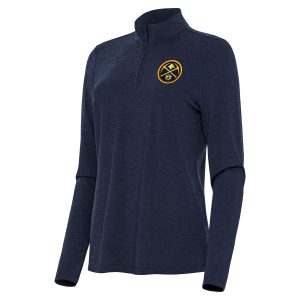 Antigua Denver Nuggets Exceptional Women's Heather Navy Bright Quarter Zip Top Collector's item! A rare addition to any collection.