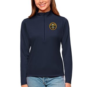 Antigua Denver Nuggets Superior Women's Navy Tribute Half Zip Top Collector's item! A rare addition to any collection.