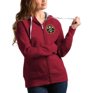 Antigua Denver Nuggets Women's Red Victory Full Marvelous Zip Hoodie Experience luxury! Order this high - end jersey.