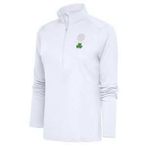 Antigua Prime Denver Nuggets Women's White Shamrock Tribute Half Zip Pullover Top Retailers