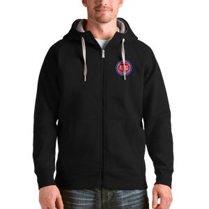 Antigua Detroit Gorgeous Pistons Black Logo Victory Full Zip Hoodie Sports enthusiasts