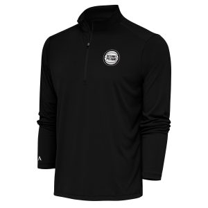 Antigua Detroit Pistons High - quality Black Metallic Logo Tribute Quarter Zip Pullover Enhance your game - day look! Get this fashionable jersey.