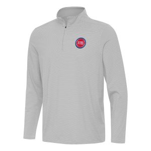 Antigua Detroit Pistons Gray Twine Quarter Zip High - quality Top Limited edition! Don't miss your chance to own this unique jersey.