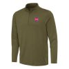 Antigua Detroit Glamorous Pistons Olive Reprocess Quarter Zip Top Be the first! Order this trendy jersey ahead of the crowd.