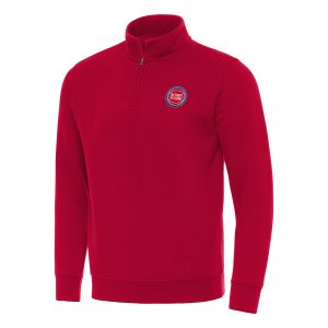 Antigua Detroit Pistons Red Victory Quarter Zip Mock Prime Sweatshirt Time - sensitive! Order now before the deal expires.