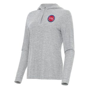 Antigua Detroit Pistons Women's Heather Gray Daybreak Quarter Zip Hoodie Exceptional High - demand item! Order this sought - after jersey immediately.