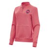 Antigua Detroit Pistons Women's Heather Glamorous Red Crush Quarter Zip Fleece Sweatshirt Perfect fit! Order this comfortable jersey.