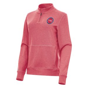 Antigua Detroit Pistons Women's Heather Glamorous Red Crush Quarter Zip Fleece Sweatshirt Perfect fit! Order this comfortable jersey.
