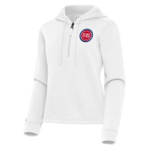 Antigua Detroit Stylish Pistons Women's White Contemporary Quarter Zip Hoodie Celebrate your team! Order this commemorative jersey.