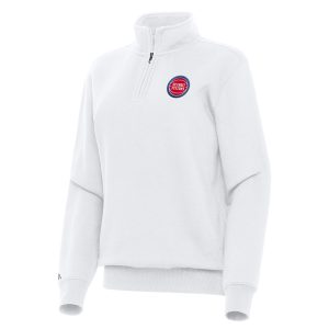 Antigua Detroit Pistons Women's White Victory Superior Quarter Zip Sweatshirt Join the elite! Get this exclusive jersey.