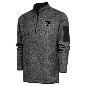 Antigua Golden State Warriors Heather Black Metallic Enchanting Logo Fortune Quarter Zip Jacket Retailers