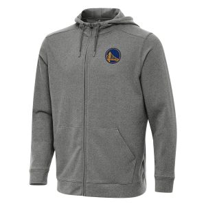 Antigua Golden Unique State Warriors Heather Charcoal Effortless Full Zip Hoodie Jacket Exclusive design! Own a jersey like no other.