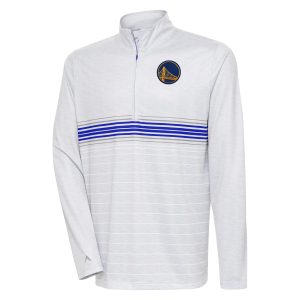 Antigua Amazing Golden State Warriors Heather Gray/Royal Bullseye Quarter Zip Pullover Top Exclusive design! Own a jersey like no other.