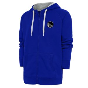 Antigua Golden State Warriors Royal Metallic Logo Victory Raglan Full Zip Top - notch Hoodie Experience luxury! Order this high - end jersey.