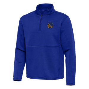 Antigua Golden Admirable State Warriors Royal Twist Quarter Zip Pullover Top Limited stock! Be quick and grab this must - have jersey to support your team.