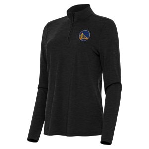 Antigua Golden Outstanding State Warriors Women's Heather Black Bright Quarter Zip Top Collectors