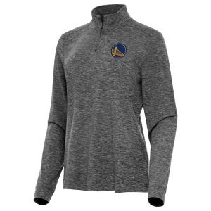 Antigua Golden State Warriors Women's Heather Black Mentor Quarter Zip Mock Long Sleeve Top Top - notch Authentic look! Wear this genuine jersey.