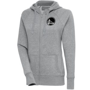 Antigua Golden State Warriors Women's Heather Gray Brushed Metallic Admirable Victory Full Zip Hoodie Unbeatable style! Get this stylish jersey now.