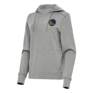 Antigua Stunning Golden State Warriors Women's Heather Gray Justice Pullover Hoodie Collectors